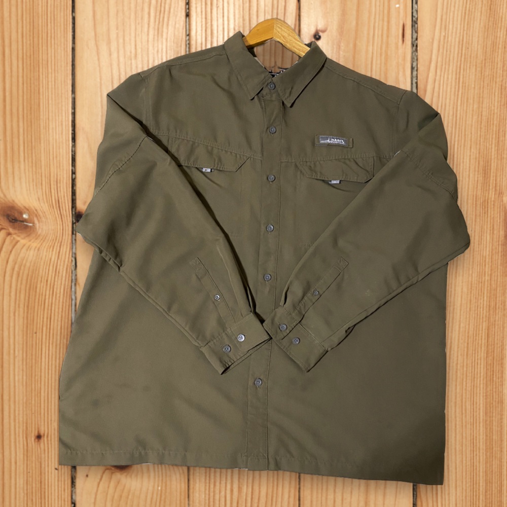 Moss Green Habit Long Sleeve Fishing Shirt Size XL